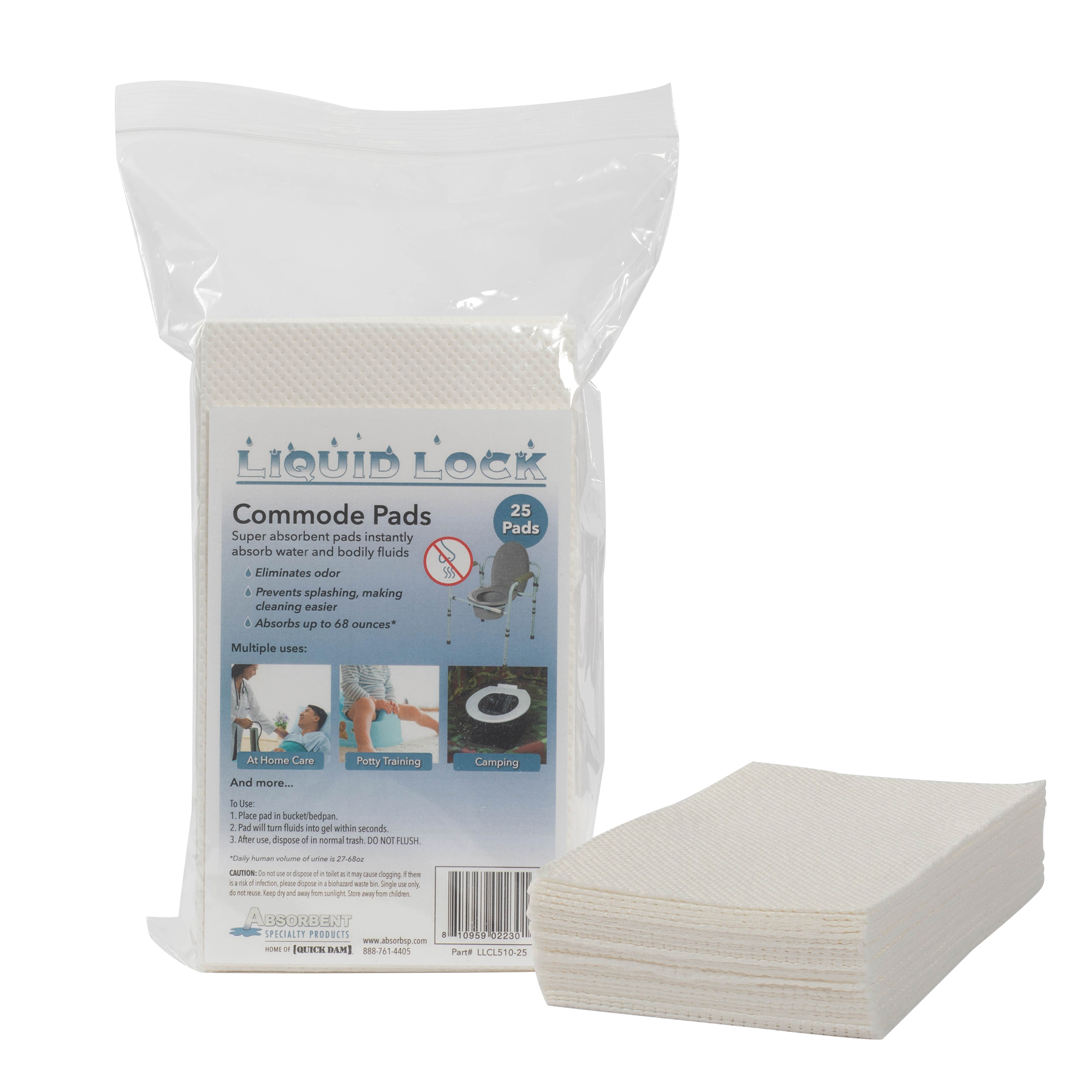 Super Absorbent Liquid Lock Commode Pads for Bedside Commodes, Bedpans and Potty Training